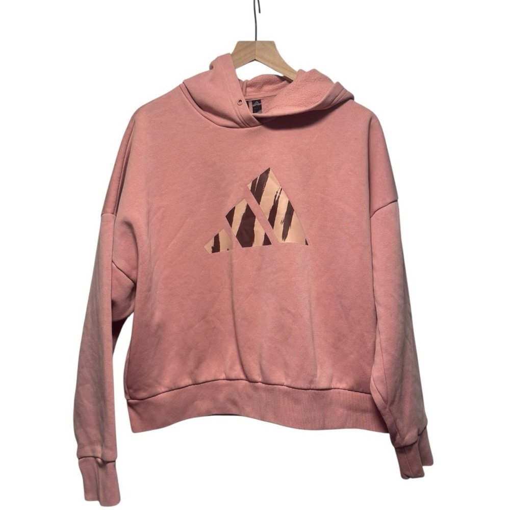 Adidas Pink Pullover Hoodie Logo Sweatshirt Size Large Athleisure